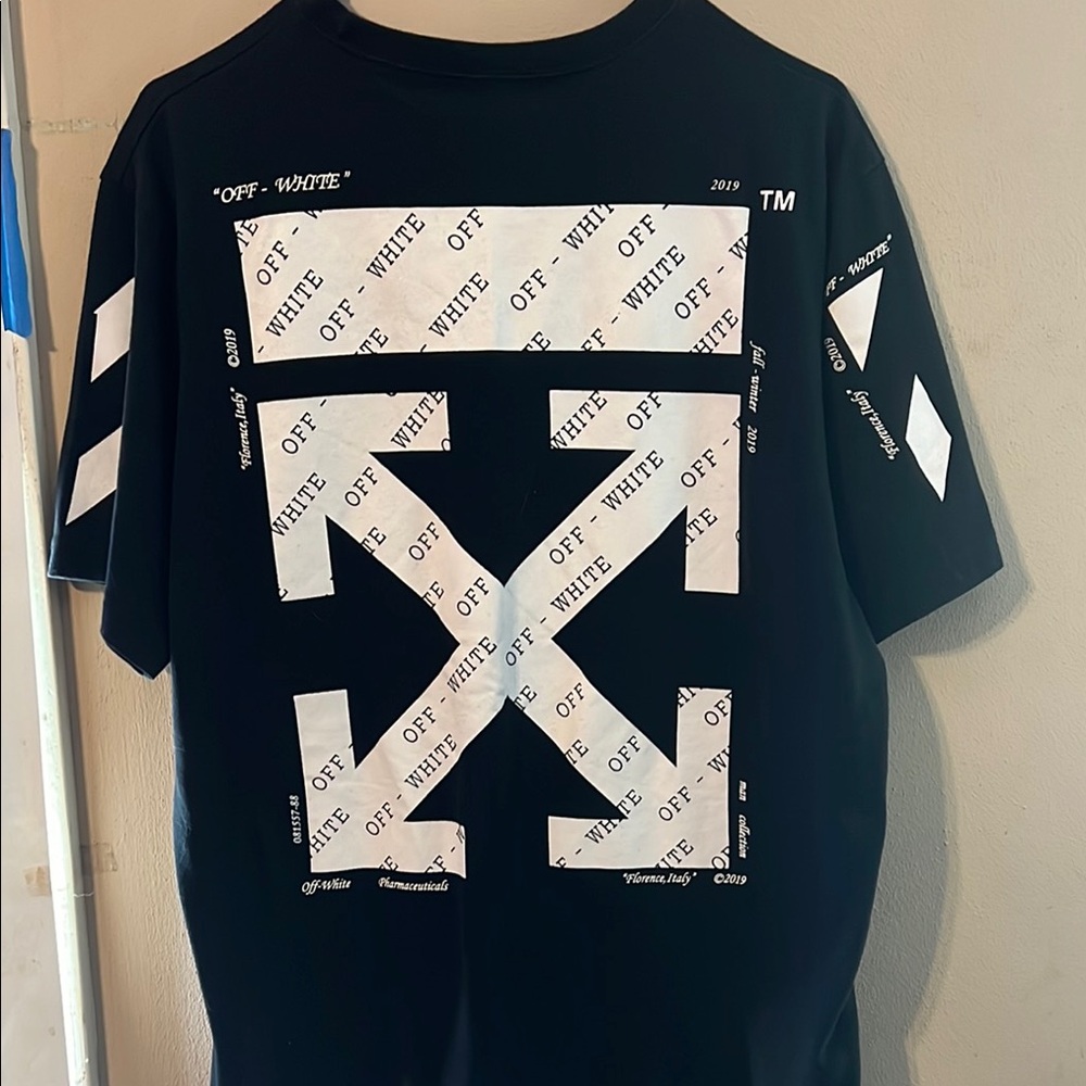 Off-White Black Tee with White Diagonal Arrow Logo
